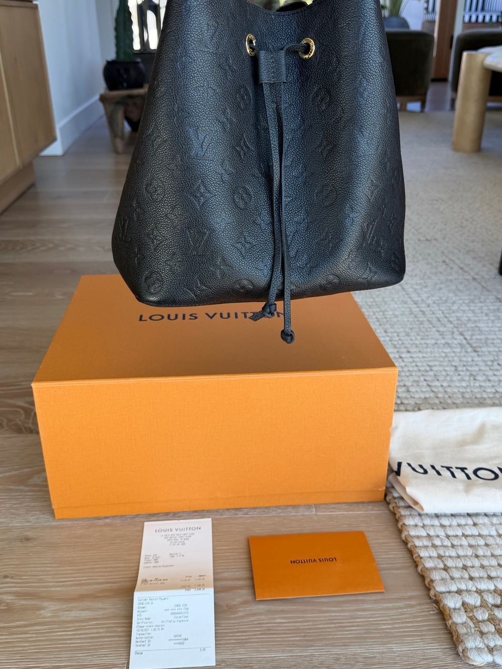 Louis Vuitton Black Monogram Empreinte Drawstring Bucket Bag